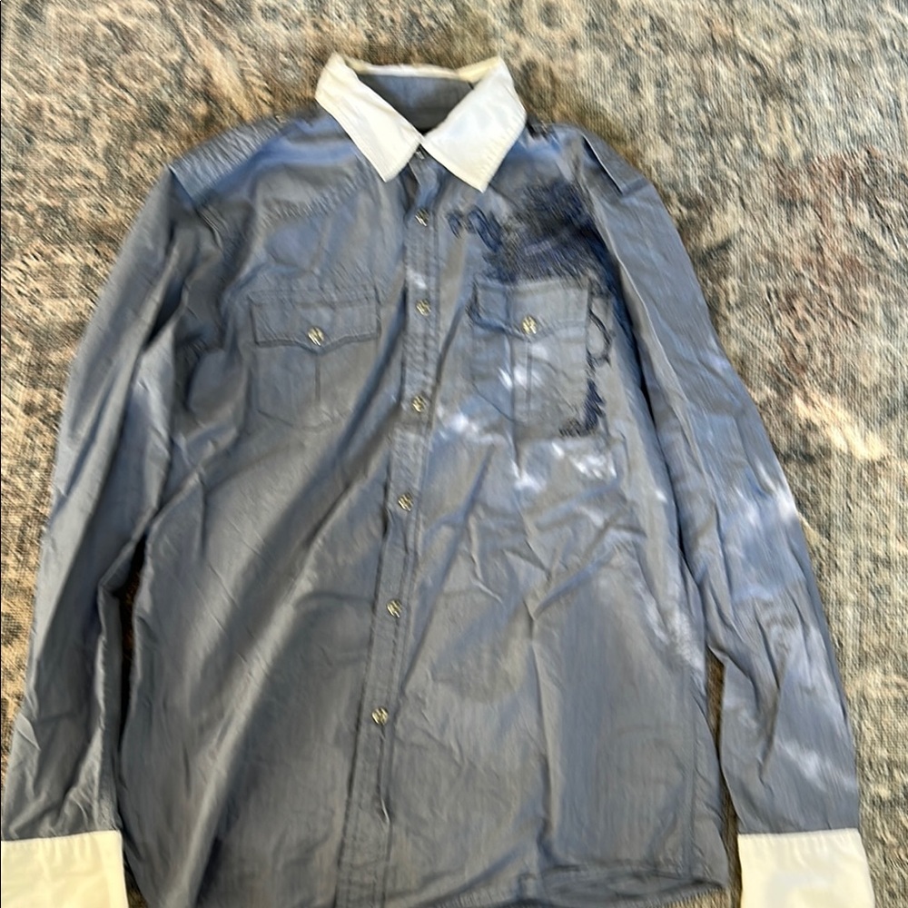 Men's Blue Button-Up Shirt
